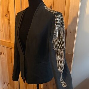 Cache Black Blazer with Metallic Bead Shoulder Detail